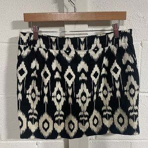 Twenty One Black|White Linen Blend Mini Skirt Sz Large